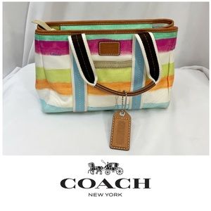 Coach Multi-Colored Canvas & Leather Handbag